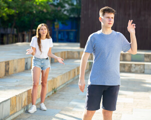 A couple of young people is having an arguement