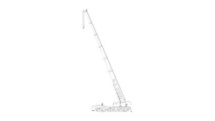 3D rendering of two cranes isolated on white background