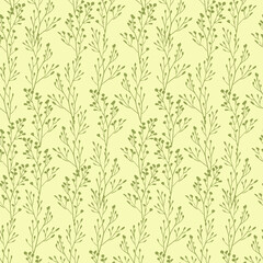 Seamless pattern of a branch with leaves. Silhouette. Design for fabric, printing, wallpaper, packaging, posters, medicine, beauty, postcards.