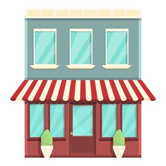 Street cafe building icon cartoon vector. Coffee shop. Cure restaurant