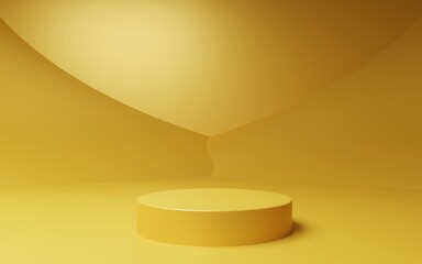 3d rendering of empty gold abstract minimal background. Scene for advertising design, cosmetic ads, show, showroom technology, food, banner, cream, fashion, luxury. Illustration. Product display