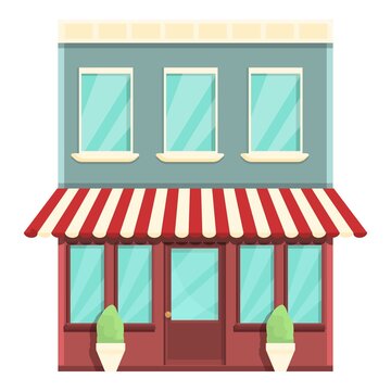 Street cafe building icon cartoon vector. Coffee shop. Cure restaurant