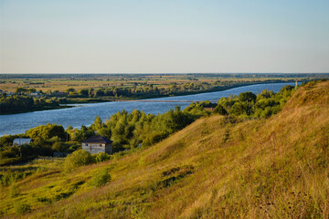 Fototapeta na wymiar Scenic landscape of the Oka river near the Ancient Ryazan settlement