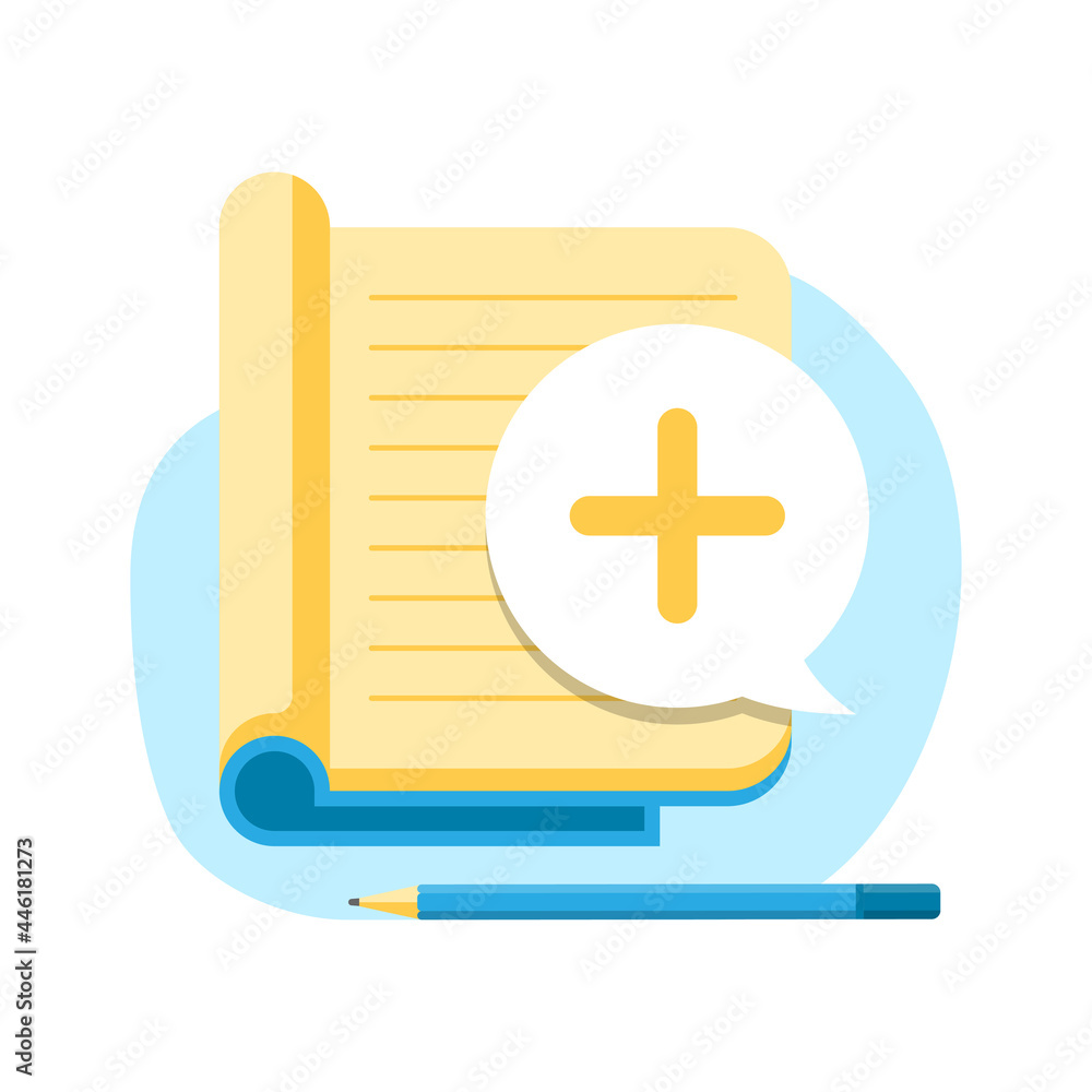 Poster add note button concept illustration flat design vector eps10. modern graphic element for landing pa