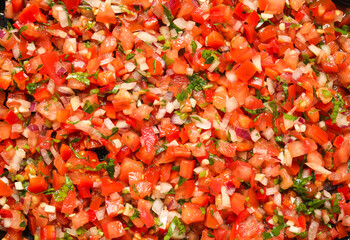 Tasty salsa sauce as background - obrazy, fototapety, plakaty