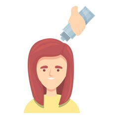 Red hair colouring icon cartoon vector. Woman color. Girl long hairstyle