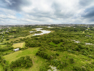 Fototapeta na wymiar Irish green country side, aerial view