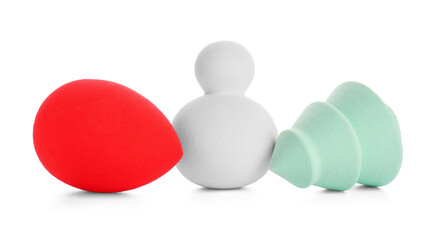 Makeup sponges on white background