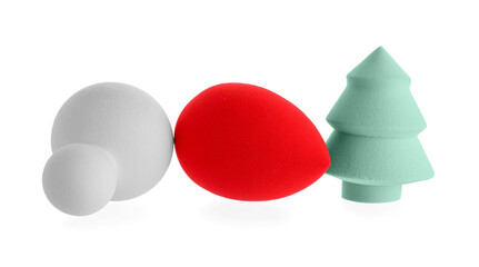 Makeup sponges on white background