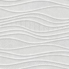 Glasschilderij 3D Gipsmuur naadloze textuur met golvenpatroon, muurstencil, lapwerkpatroon, 3d illustratie