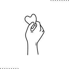 Hand holds jade stone gua sha vector icon in outline