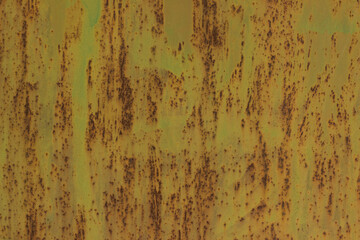 Painted in green metal rusted background. Erosion metal. Metal rust texture.