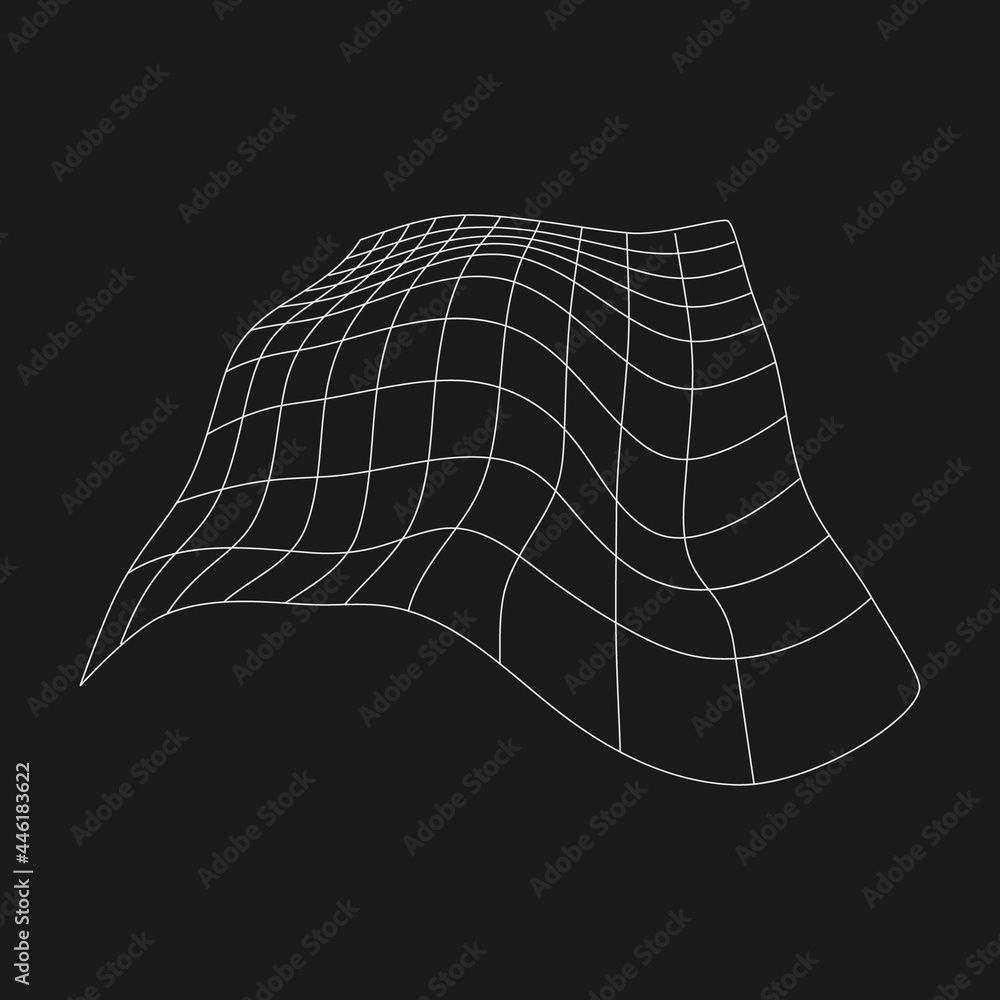 Aufkleber retrofuturistic cyberpunk perspective liquid distorted grid. cyber design element. distorted grid in