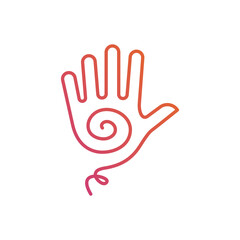 Fototapeta premium Contour of the palm with a spiral inside. Hand with a sun inside as a symbol of healing. Vector illustration