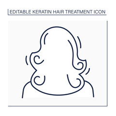 Volume line icon. Healthy, curly and well-groomed hair. Naturalle volume. Keratin treatment. Beauty procedure concept. Isolated vector illustration. Editable stroke