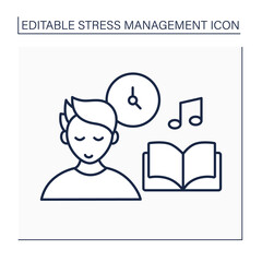 Rest line icon. Time for fun and relaxation. Free time. Calm. Leisure time. Stress management concept. Isolated vector illustration. Editable stroke