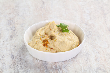 Traditional Jewish Hummus with olive oil