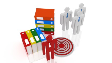 3d illustration business leader ship with books and archery