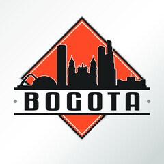 Obraz premium Bogota, Colombia Skyline Logo. Adventure Landscape Design Vector Illustration.
