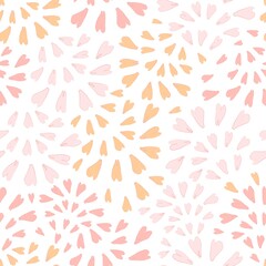Seamless pattern pink flower petals chamomile. Daisy abstract vector illustranion isolated on white.