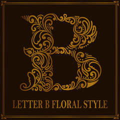 Vintage Letter B floral pattern style