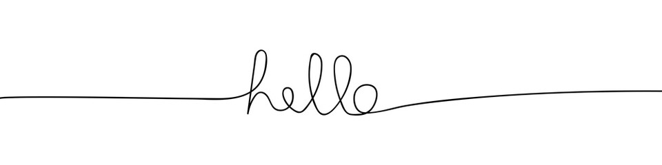 Fototapeta na wymiar Hello. Hand-drawn greeting. One line style. Vector illustration