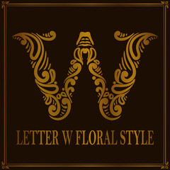 Vintage Letter W floral pattern style