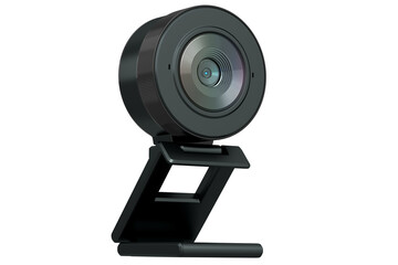 Web camera on stand for online video chat and conference on white background