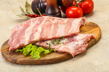 Raw pork ribs for cooking