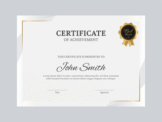 Certificate Of Achievement Template Design In White Color. - obrazy, fototapety, plakaty