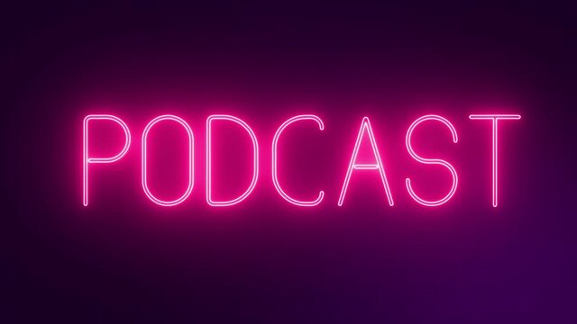 Flickering Neon Sign for Podcast Show. Bright Pink Flashy.