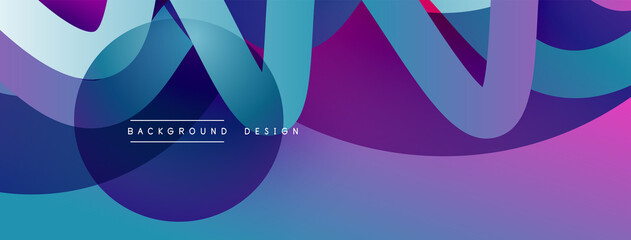 Abstract overlapping lines and circles geometric background with gradient colors