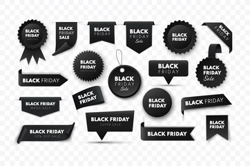 Black Friday sale ribbon banners collection isolated. Vector price tags. - 446193864