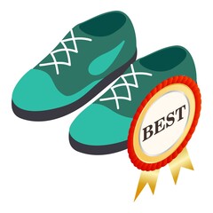 Green shoes icon isometric vector. Trendy stylish green lace up shoes. Best quality sign