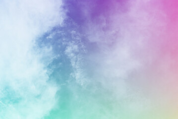 Colorful light in soft pastel tone of natural evening cloud and sky background before sunset. Heavy bulky cloud formation in rainy season. A tranquility atmosphere image for background and wallpaper.