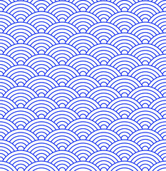 Traditional japanese seamless pattern with ocean blue wave