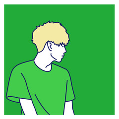 Young Male , illustration 
portrait of modern Fashionable man 
