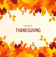 Happy thanksgiving background. Autumn leaves isolated. Autumn banner. Vector illustration