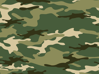 Fototapeta premium Camouflage seamless pattern. Military texture. Print on fabric and clothing. Vector illustration