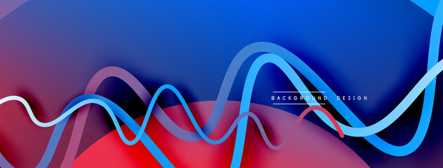 Abstract gradient background with wave line with shadow effect. Geometric composition. 3D shadow effects and fluid gradients