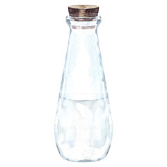 Watercolor milk in glass bottle