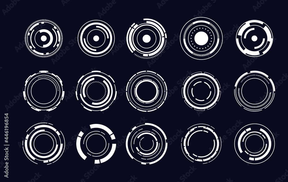 Poster set of sci fi modern user interface elements. futuristic abstract hud. good for game ui. circle elem