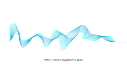 wave lines flowing dynamic colorful blue pink isolated on white background for concept of AI technology, digital, communication, science, music