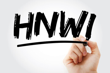 HNWI - High Net-Worth Individual acronym with marker, business concept background