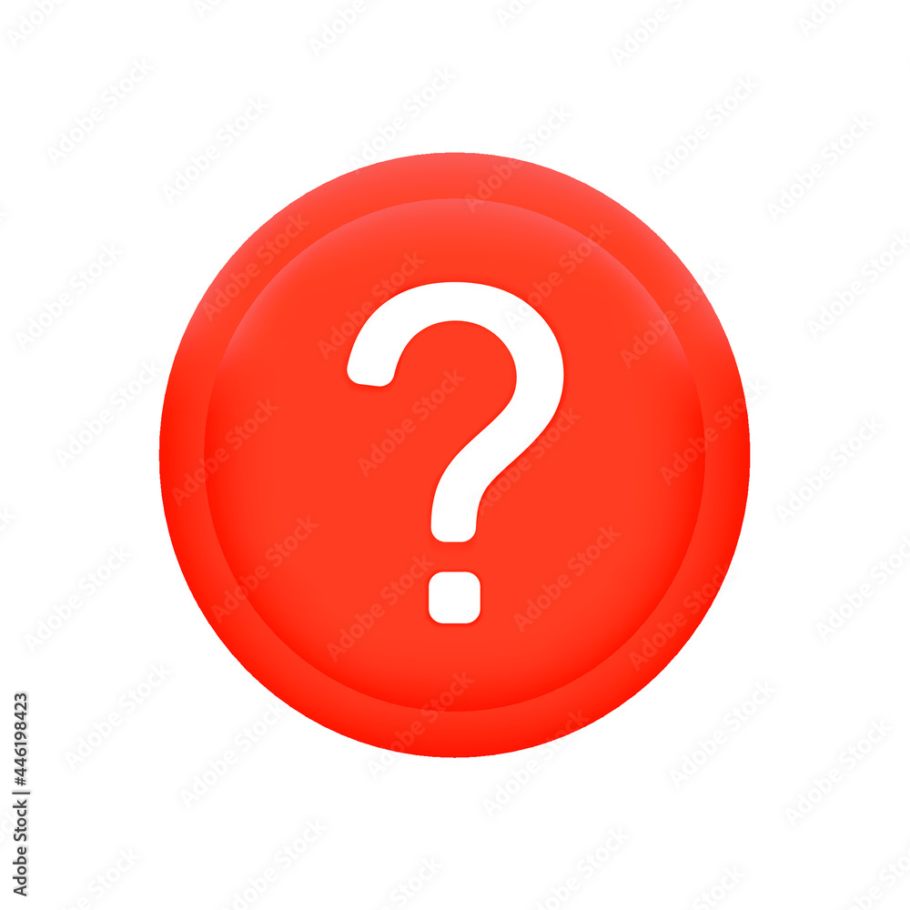 Poster question mark on the red circle. 3d vector illustration. metaphor question and answer. web. question