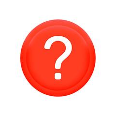 Question mark on the red circle. 3d vector illustration. Metaphor question and answer. Web. Question pictures isolate on the yellow circle. Symbols of problem, trouble, confusion. 