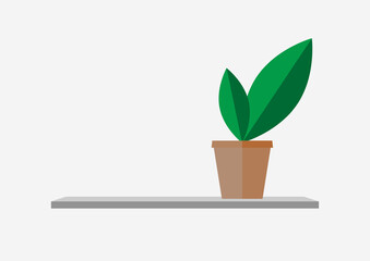 small tree green leaf in pot, vector illustration symbol icon.