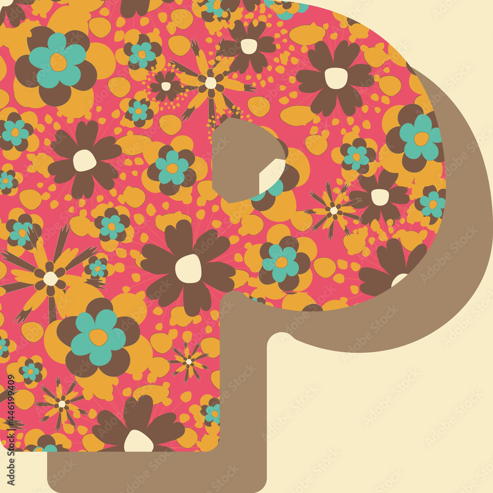 Poster letter p from the alphabet vector seamless repeat pattern print background
