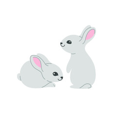 Couple of animals. Vector illustration with bunny.