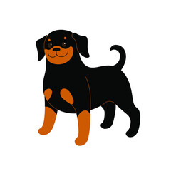 Doberman. Cute dog character. Vector illustration in cartoon style for poster, postcard.